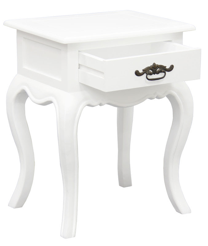 French Provincial 1 Drawer Lamp Table | White