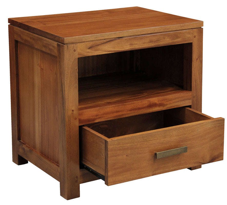 Paris 1 Drawer Solid Mahogany Timber Lamp Table | Light Pecan