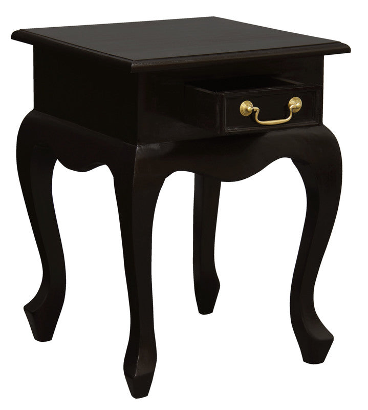 Queen Anne 1 Drawer Lamp Table | Chocolate