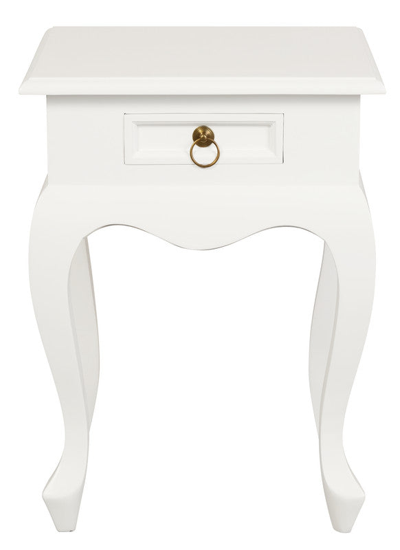 Queen Anne 1 Drawer Lamp Table | White