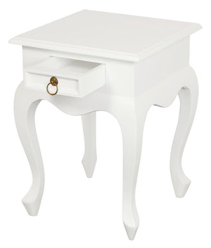 Queen Anne 1 Drawer Lamp Table | White