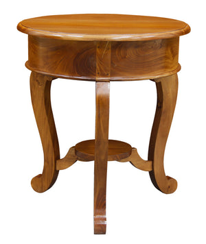 Round Cabriole Leg 1 Drawer Lamp Table | Light Pecan