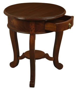 Round Cabriole Leg 1 Drawer Lamp Table | Mahogany