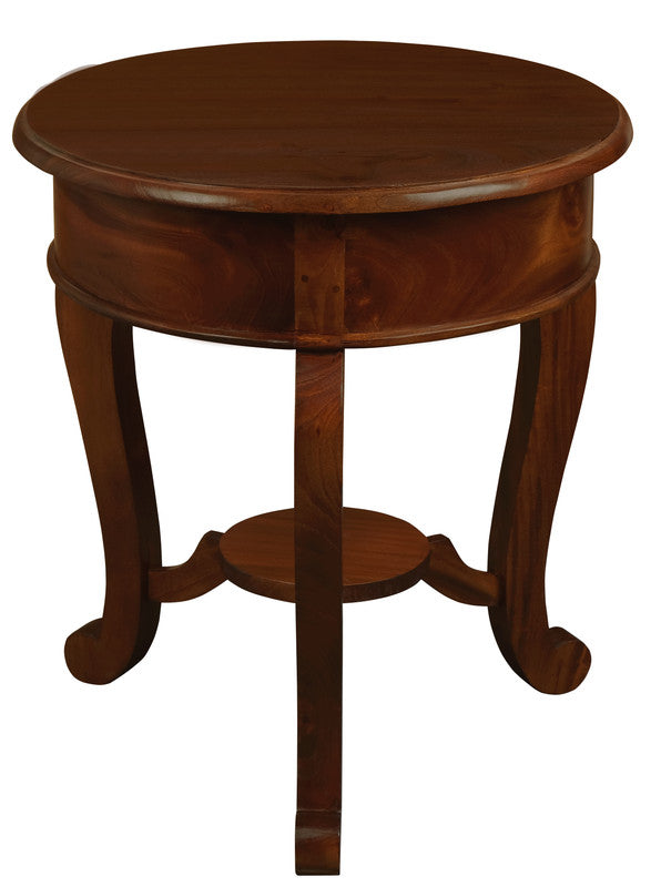 Round Cabriole Leg 1 Drawer Lamp Table | Mahogany