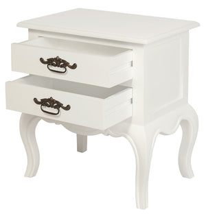 French Provincial 2 Drawer Side Table | White
