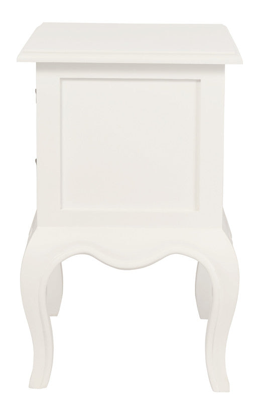 French Provincial 2 Drawer Side Table | White