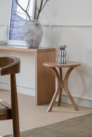 Gatsby Round Side Table | Small | Natural Finish | Modern Wooden Accent Table