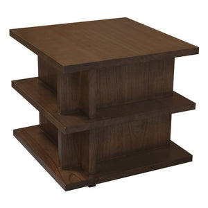 Hudson Oversized Square Side Table | Walnut Finish | Modern Wooden Accent Table