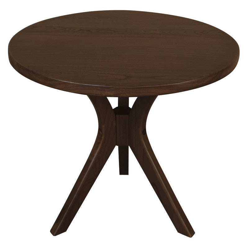 Gatsby Round Side Table | Large | Walnut Finish | Modern Wooden Accent Table