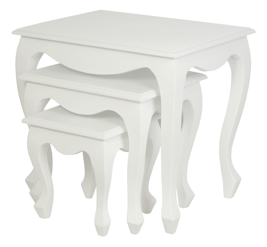 Queen Ann Nest of Table Set | Set of 3 | White