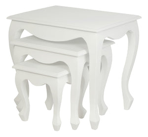 Queen Ann Nest of Table Set | Set of 3 | White
