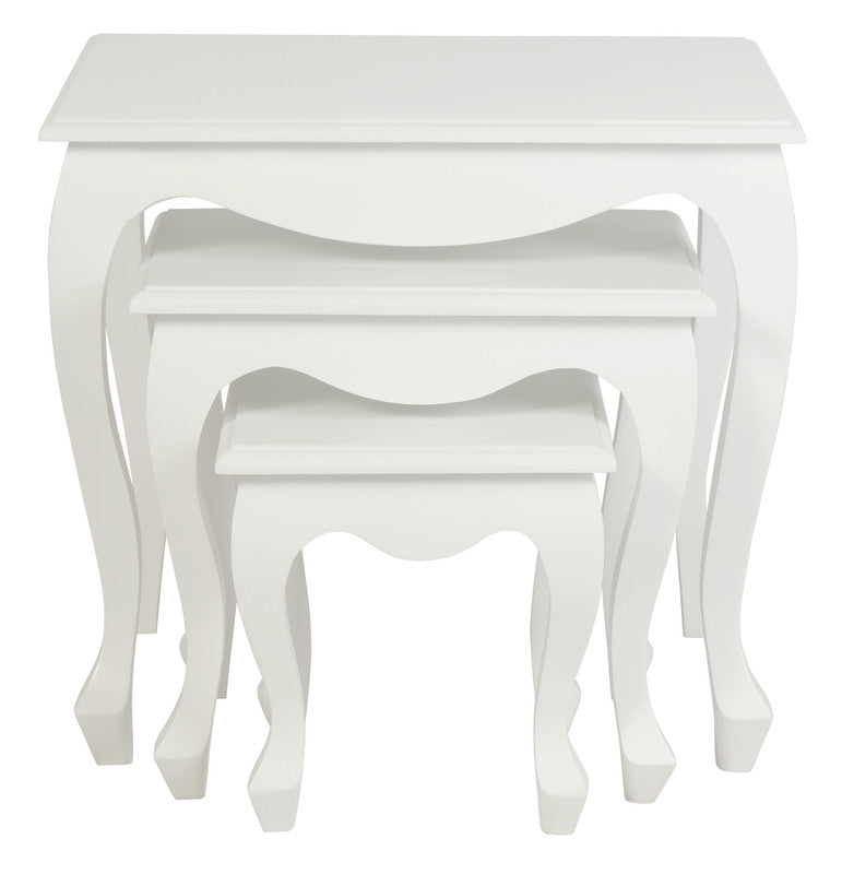 Queen Ann Nest of Table Set | Set of 3 | White