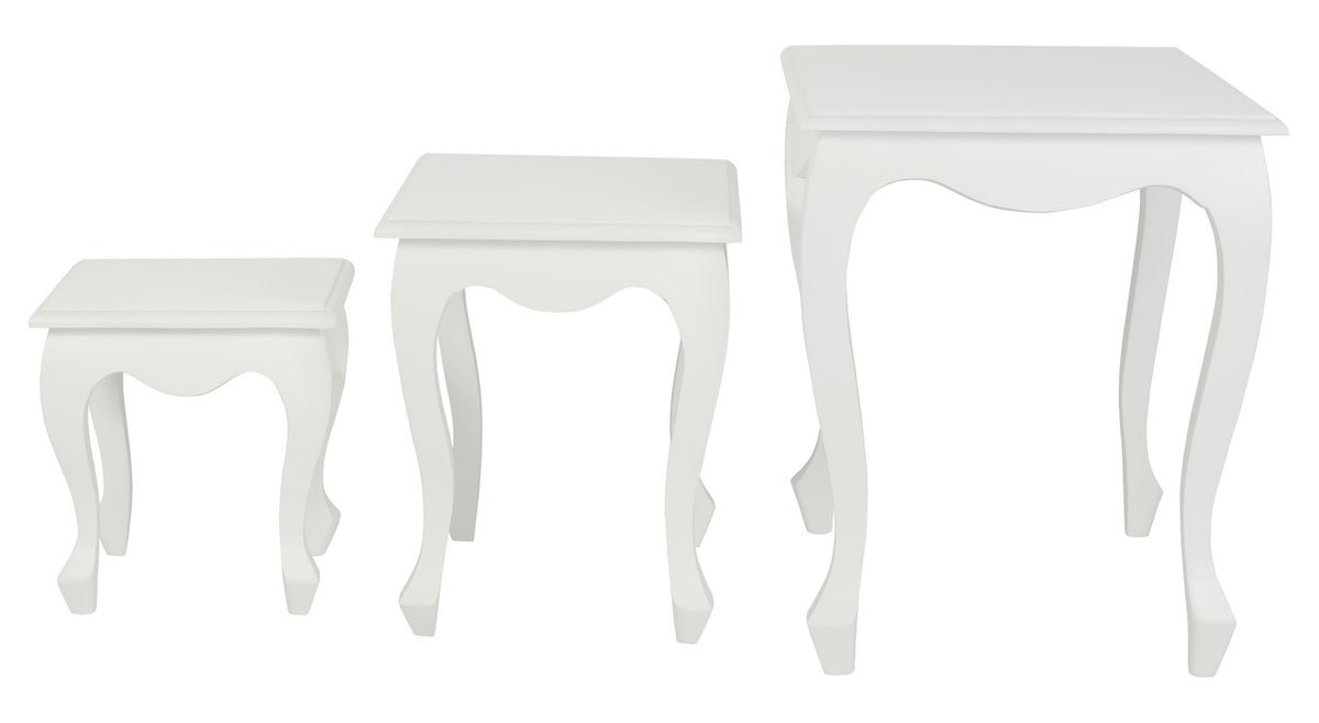 Queen Ann Nest of Table Set | Set of 3 | White