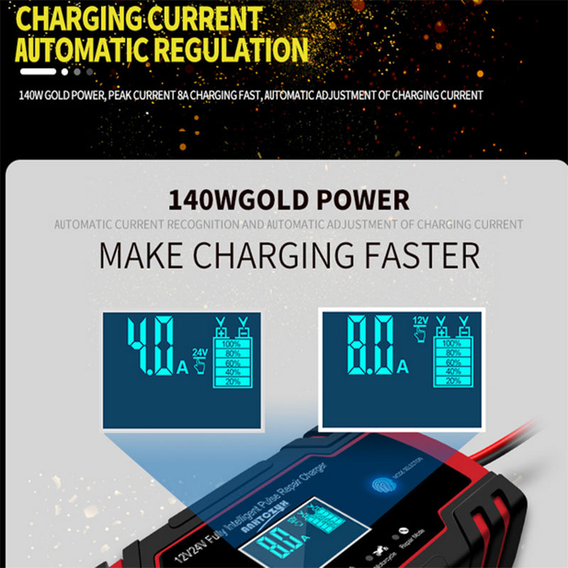 12V/24V Car Battery Charger | Smart Trickle Repair | Caravan | Motorcycle | Boat | GEL/AGM