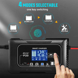 12/24V Automatic Car Battery Charger | For Lithium, LiFePO4, Lead-Acid, AGM/Gel/SLA