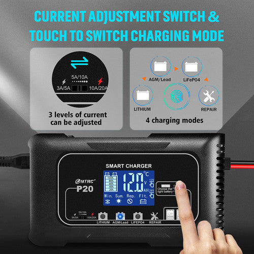 12/24V Automatic Car Battery Charger | For Lithium, LiFePO4, Lead-Acid, AGM/Gel/SLA
