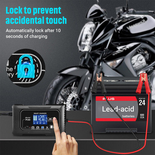 12/24V Automatic Car Battery Charger | For Lithium, LiFePO4, Lead-Acid, AGM/Gel/SLA