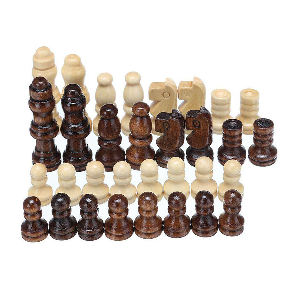 3-in-1 Wooden Chess Set | Folding Chessboard | Wood Pieces | Draughts | Backgammon Toy