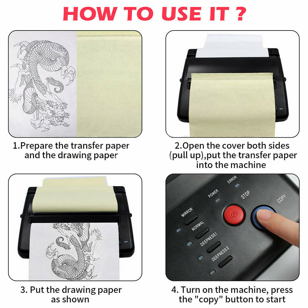 ABS Tattoo Transfer Copier Printer Machine | Thermal Stencil Paper Body Art Maker