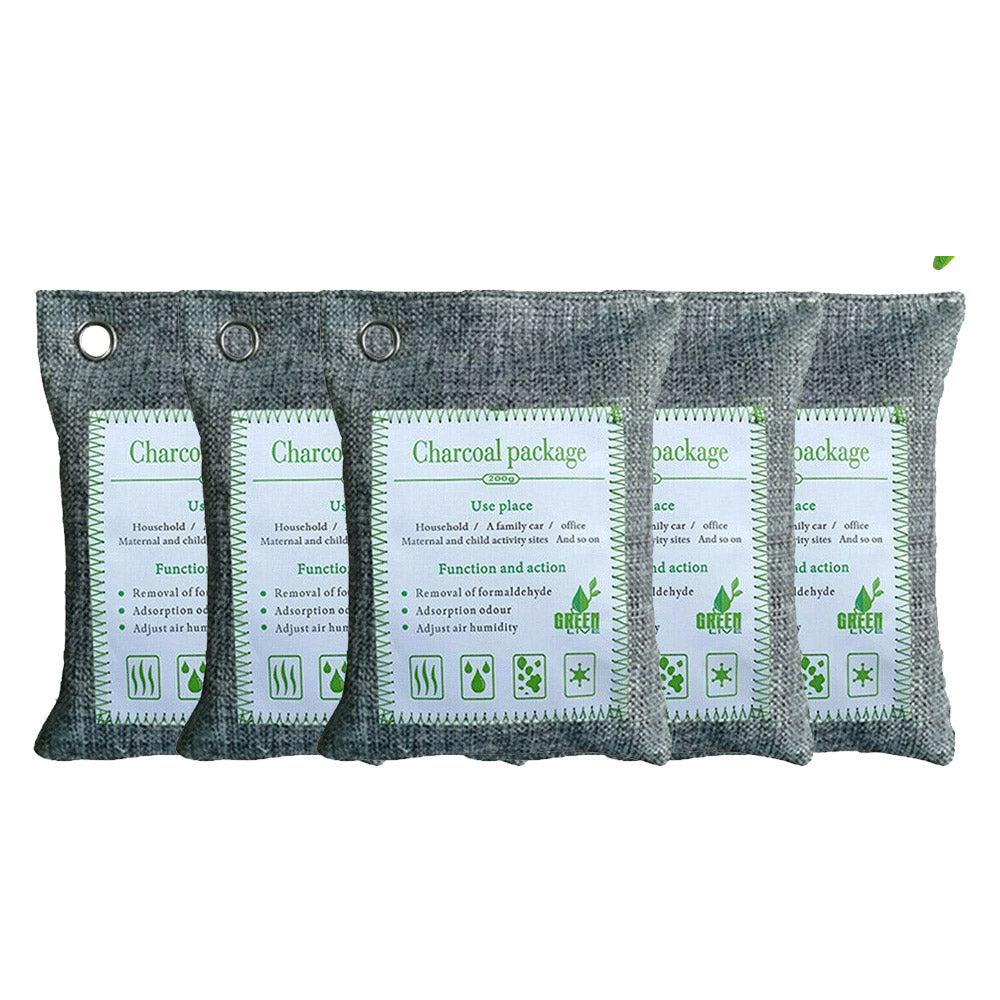 5PCS Air Purifying Bags | Activated Bamboo Charcoal Freshener | For Car Home Shoes | 200g