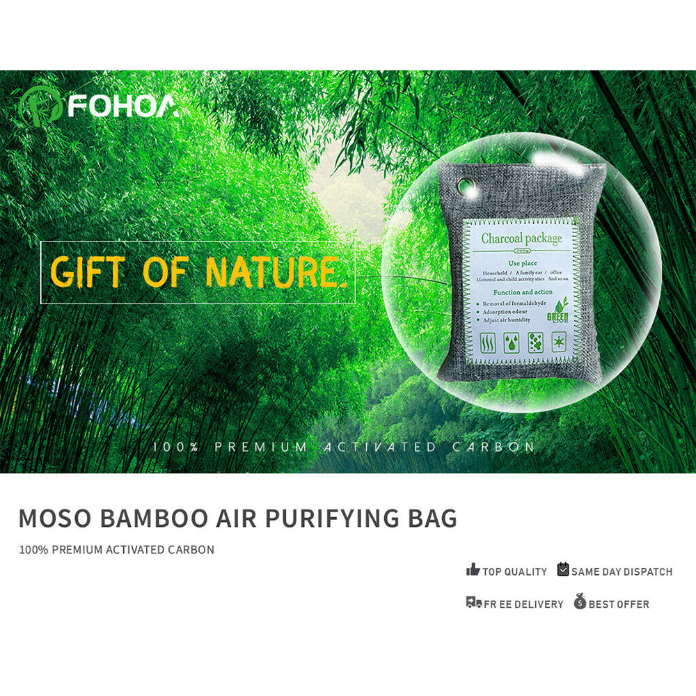 5PCS Air Purifying Bags | Activated Bamboo Charcoal Freshener | For Car Home Shoes | 200g