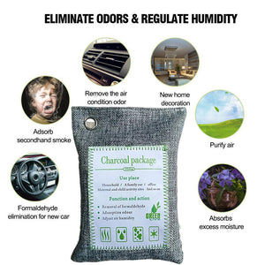 10PCS Air Purifying Bags | Activated Bamboo Charcoal Freshener | For Car Home Shoes | 200g