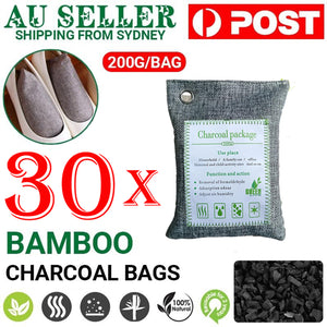 30PCS Air Purifying Bags | Activated Bamboo Charcoal Freshener | For Car Home Shoes | 200g