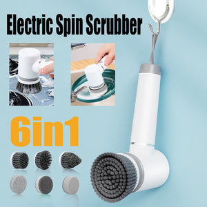 6in1 Electric Spin Scrubber | Cordless Rechargeable Cleaning Brush | 6 Head Kit