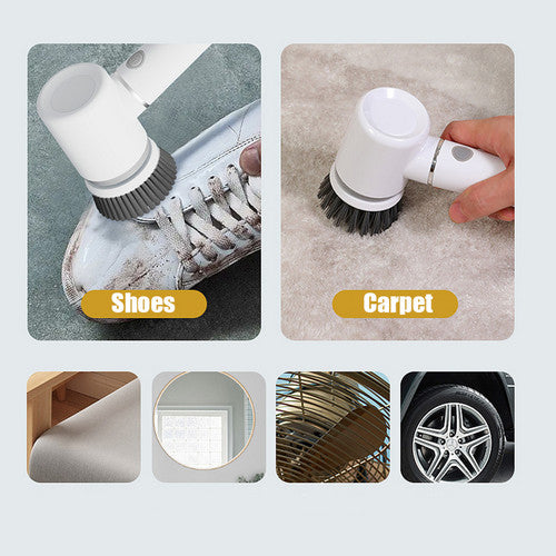 6in1 Electric Spin Scrubber | Cordless Rechargeable Cleaning Brush | 6 Head Kit