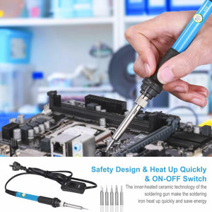 60W Soldering Iron Kit | Welding Station with Wire, Desoldering Pump & Multimeter