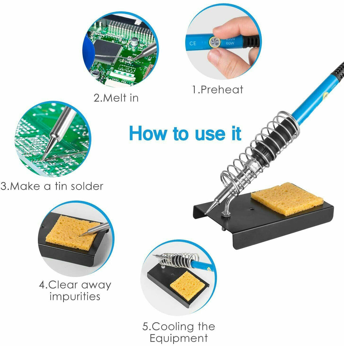 60W Soldering Iron Kit | Welding Station with Wire, Desoldering Pump & Multimeter