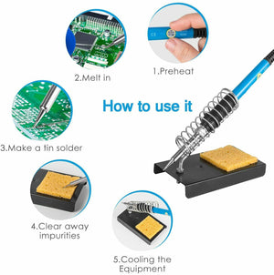 60W Soldering Iron Kit | Welding Station with Wire, Desoldering Pump & Multimeter