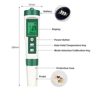 7 In 1 PH Meter | TDS/EC/Salt/Temp Water Quality Monitor | Tester Pen | Pool Aquarium