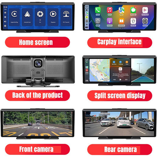 10.26" 4K Car Camera | Carplay | Android | GPS Navigation | Dashboard Video Recorder