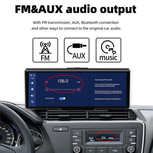 10.26" 4K Car Camera | Carplay | Android | GPS Navigation | Dashboard Video Recorder