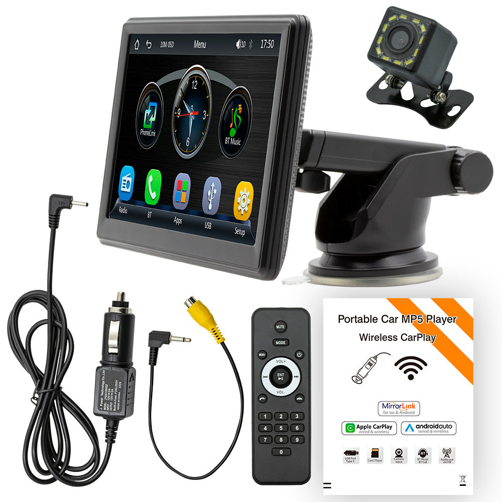 7-inch Portable Wireless Car Radio | Auto Stereo | Apple CarPlay | Android Bluetooth + Cam