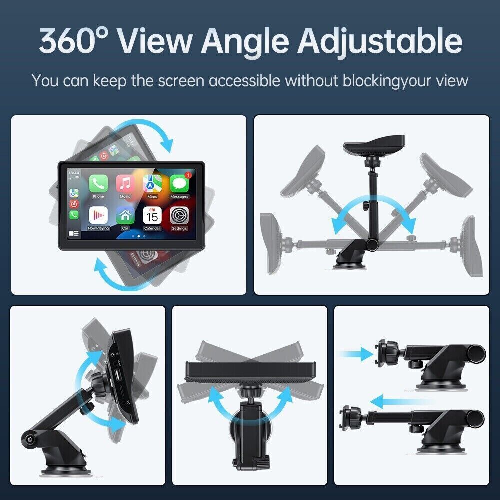 7-inch Portable Wireless Car Radio | Auto Stereo | Apple CarPlay | Android Bluetooth + Cam