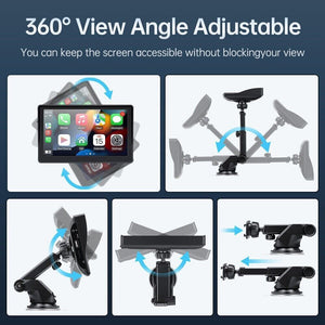 7-inch Portable Wireless Car Radio | Auto Stereo | Apple CarPlay | Android Bluetooth + Cam