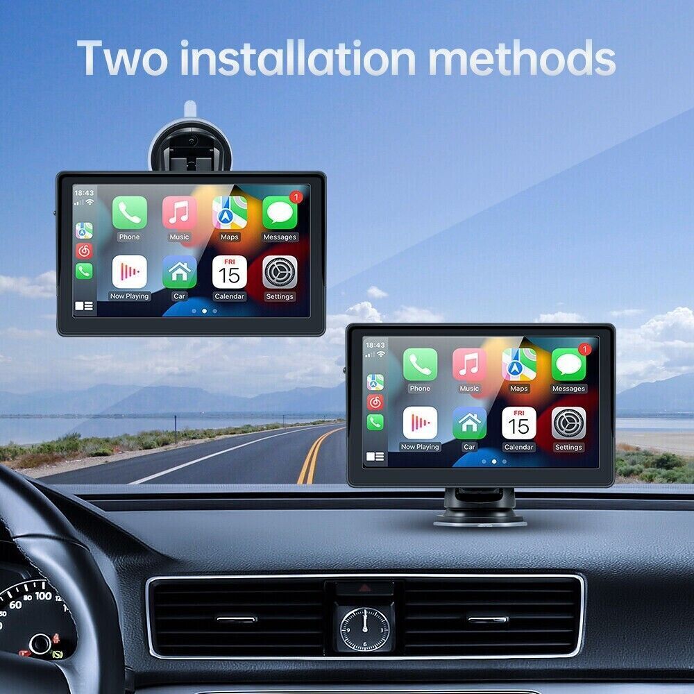 7-inch Portable Wireless Car Radio | Auto Stereo | Apple CarPlay | Android Bluetooth + Cam