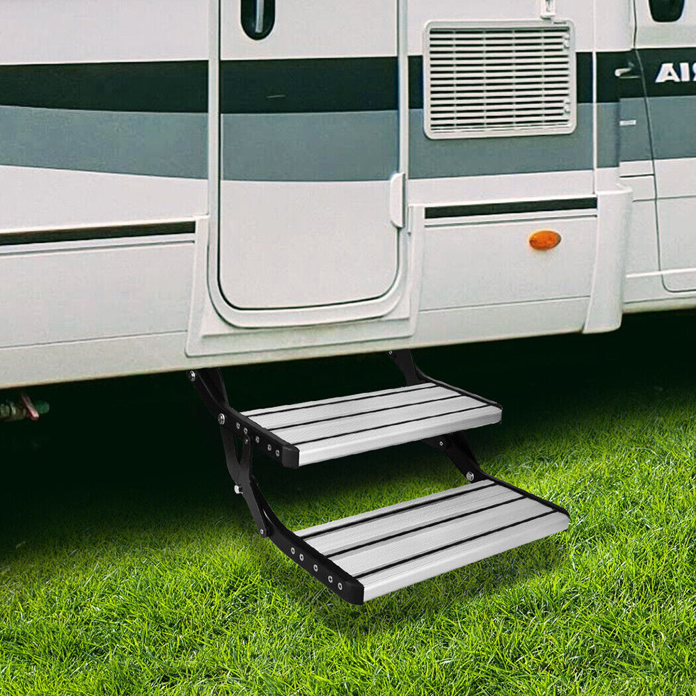Aluminium Double Caravan Step | Pull Out Folding Steps | For Road RV Camper Trailer