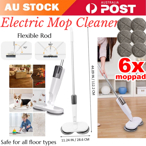 Cordless Electric Spin Mop | 6 Mop Heads | 5-in-1 Floor Polisher Sweeper Scrubber Washer