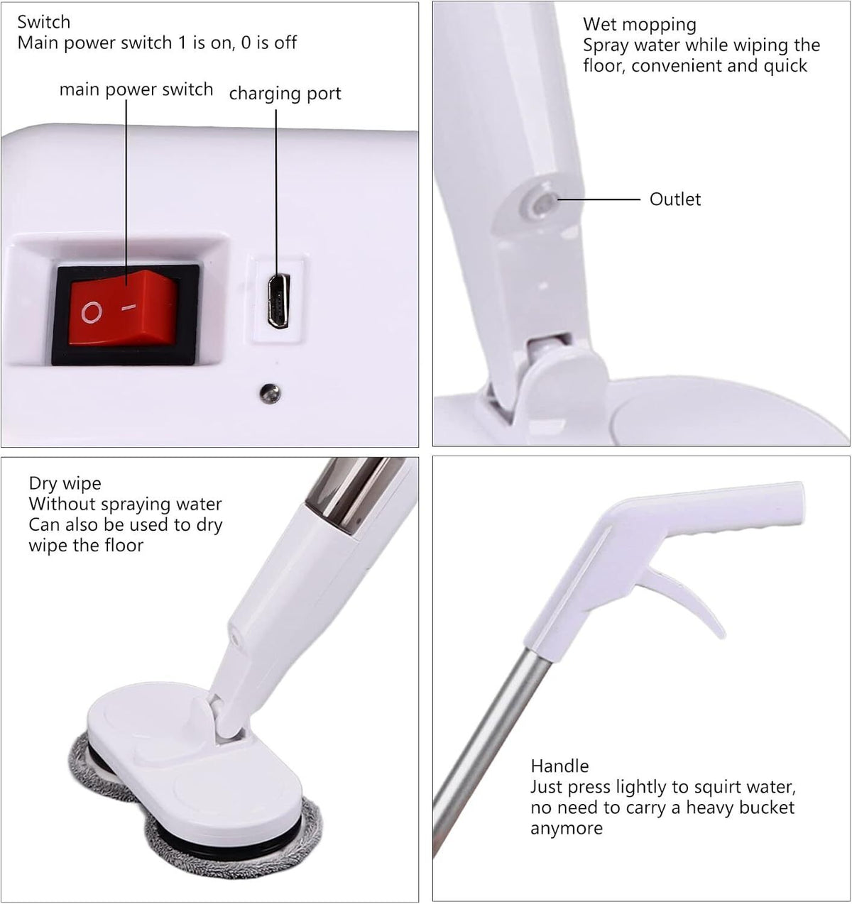Cordless Electric Spin Mop | 6 Mop Heads | 5-in-1 Floor Polisher Sweeper Scrubber Washer