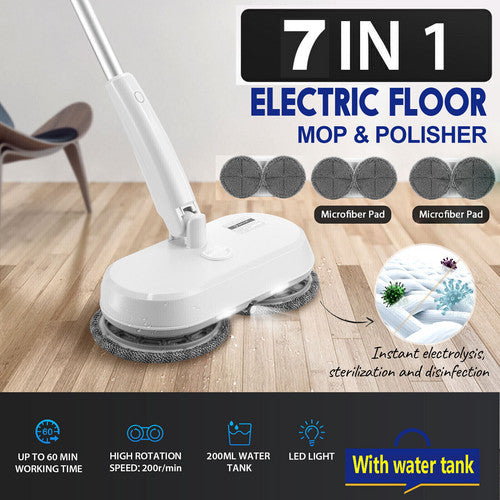 Cordless Electric Spin Mop | 6 Mop Heads | 5-in-1 Floor Polisher Sweeper Scrubber Washer