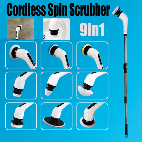 9in1 Electric Spin Scrubber | Turbo Scrub Cleaning Brush | Cordless Rechargeable Tool