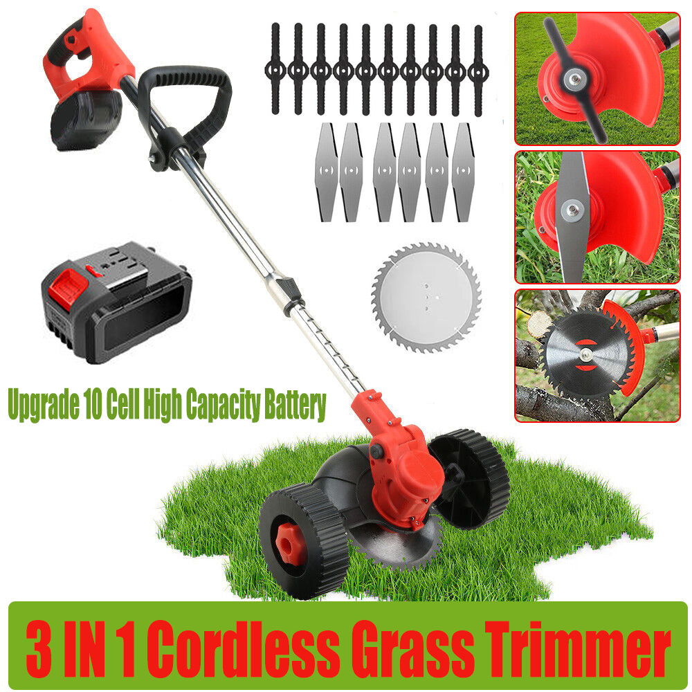 3-in-1 Cordless Grass Trimmer | Lawn Brush Cutter | Whipper Snipper | 2 Batteries
