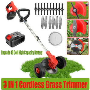3-in-1 Cordless Grass Trimmer | Lawn Brush Cutter | Whipper Snipper | 2 Batteries