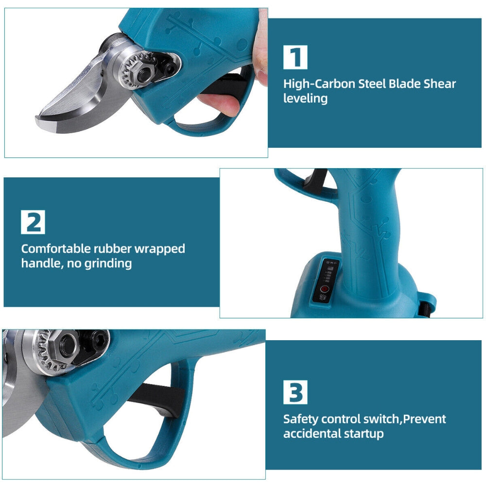 Cordless Electric Pruning Shears | Secateur | Rechargeable Branch Cutter | W/ 2 Battery