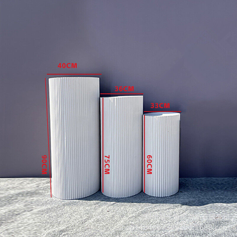 3x Metal Wedding Plinths | Cylinder Pedestal Stand | Ripple Cake Dessert Display