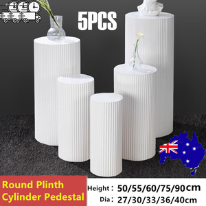 Metal Wedding Plinths | 5x Cylinder Pedestal Stands | Ripple Design | Cake & Dessert Display