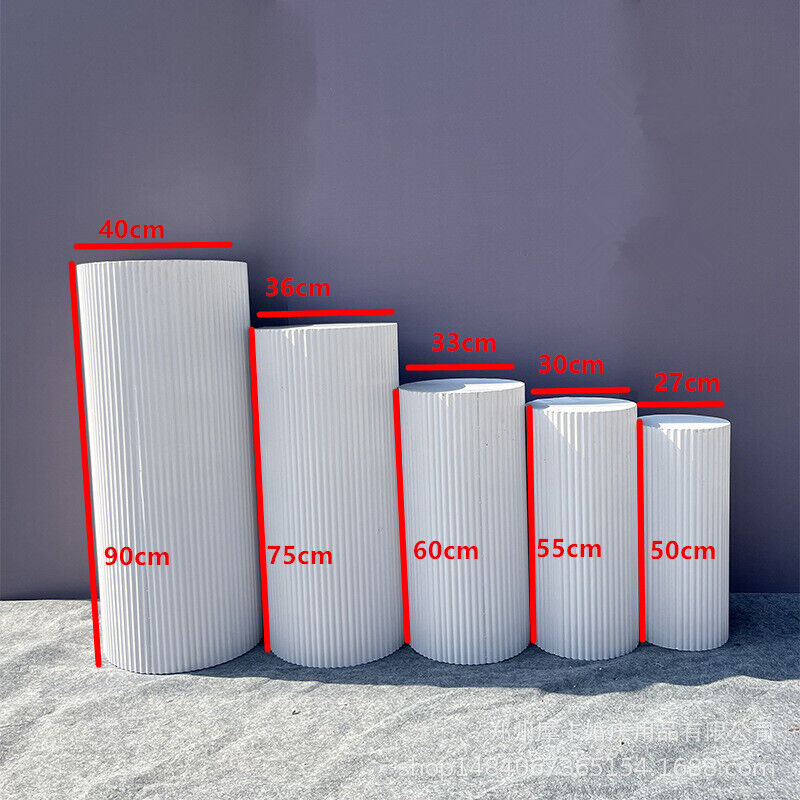 Metal Wedding Plinths | 5x Cylinder Pedestal Stands | Ripple Design | Cake & Dessert Display